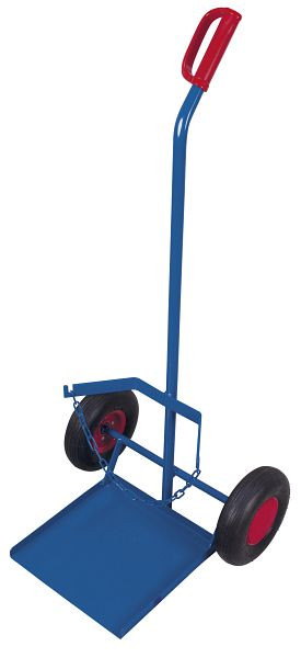 VARIOfit Stahlflaschenkarre für Propangasflasche 11 kg, Außenmaße: 570 x 555 x 1.250 mm, RAL 5010 enzianblau, Radsatz: Luftbereifung, fk-1206/11