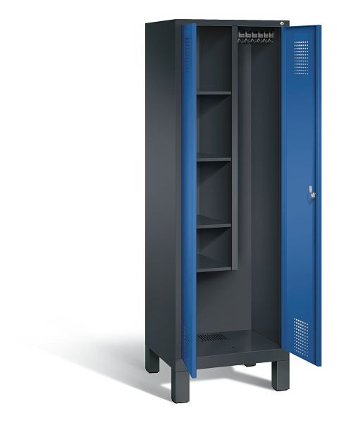 C+P Putzmittel-Spind Evolo, H1850xB610xT500mm, Farbe: Schwarzgrau / Enzianblau, 48110-00 S10071