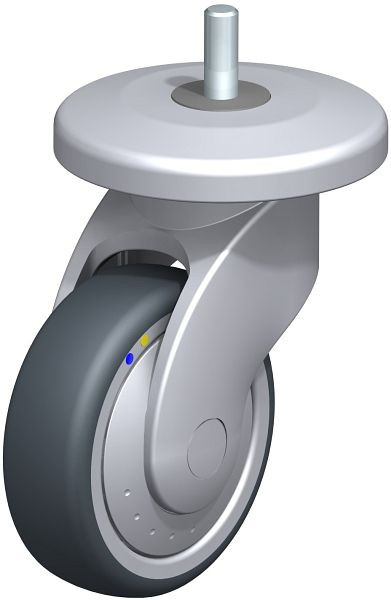 Blickle LWGXE-TPA 101XK-11-ELS-FK-AMGX100 Kunststoff-Lenkrolle WAVE, rostfrei, mit Abweisrad, Thermoplastisches Gummi-Elastomer, Grau, 849697