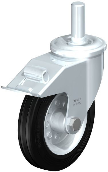 Blickle LEZ-VE 160R-22-FI Stahlblech-Lenkrolle mit Zapfen & Feststeller, Vollgummi, Schwarz, 576728