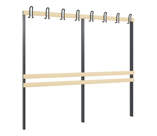 C+P Garderobenteil 1-seitig, H1650xB1960xT80 mm, Schwarzgrau, 8052-711 S10000