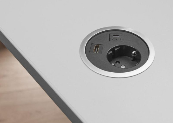 Deskin Einbausteckdose Netbox Point, 1x Schuko, 1x HDMI, 1x USB Typ C, inkl. 2,9 m Zuleitung, 349039