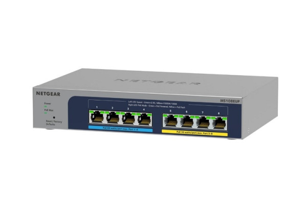 Netgear Managed Plus Switch, 8 Port Switch, Ultra60 PoE++, Multi-Gigabit (2.5G), MS108EUP-100EUS