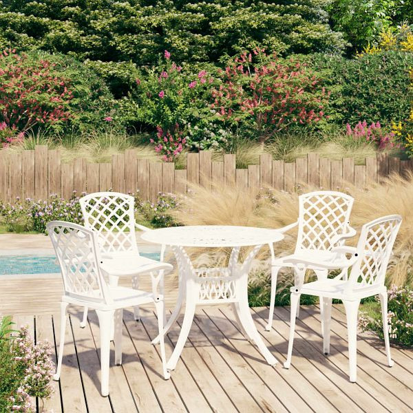 vidaXL 5-teilig Bistro-Set Aluminiumguss Weiß, Material: Aluminiumguss, 3070612