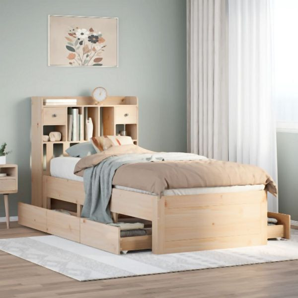 vidaXL Bücherregalbett ohne Matratze 75x190 cm Massivholz Kiefer, 3308984