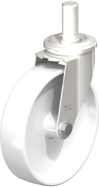 Blickle LEXZ-PO 200G Edelstahl-Lenkrolle mit Zapfen, Polyamid, Weiß, 584409