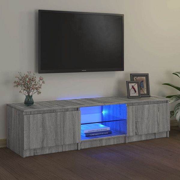 vidaXL TV-Schrank mit LED-Leuchten Grau Sonoma 140x40x35,5 cm, 822682