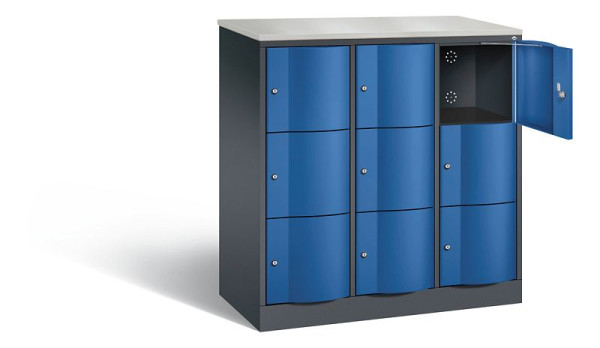 C+P Schließfachschrank Resisto, H1255xB1148xT540mm, Farbe: Schwarzgrau / Enzianblau, 8573-372 S10689