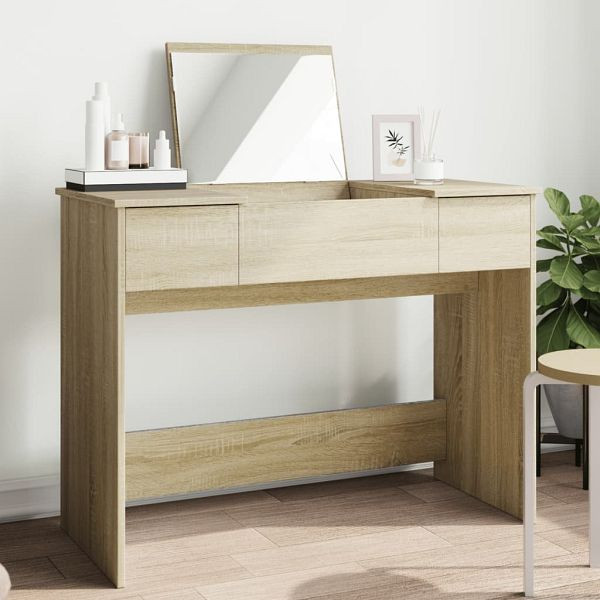 vidaXL Schminktisch mit Spiegel Sonoma-Eiche 100x45x76 cm, 840697