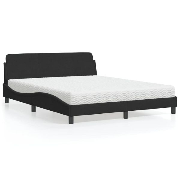 vidaXL Bett mit Matratze Schwarz 160x200 cm Samt, 3208433