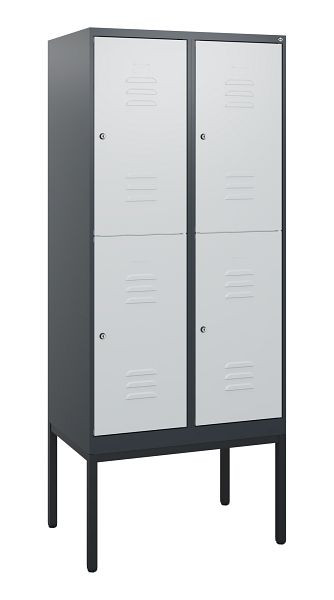 C+P Doppelstöckiger Spind Classic PLUS, Gestell, 2 Abteile, 1950x800x500mm, 7016/7035, Zylinderschlösser, 0803305-22 S10043