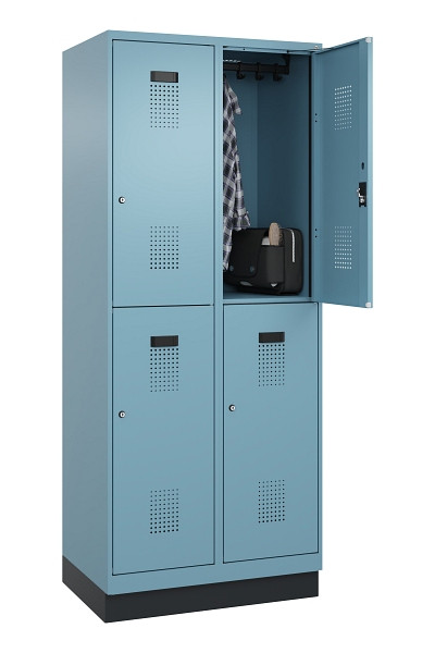 C+P Doppelstöckiger Spind Evolo PLUS, mit Sockel, 4 Fächer, 1950x800x500mm, 0010, Zylinderschloss, 049320-22 S10048