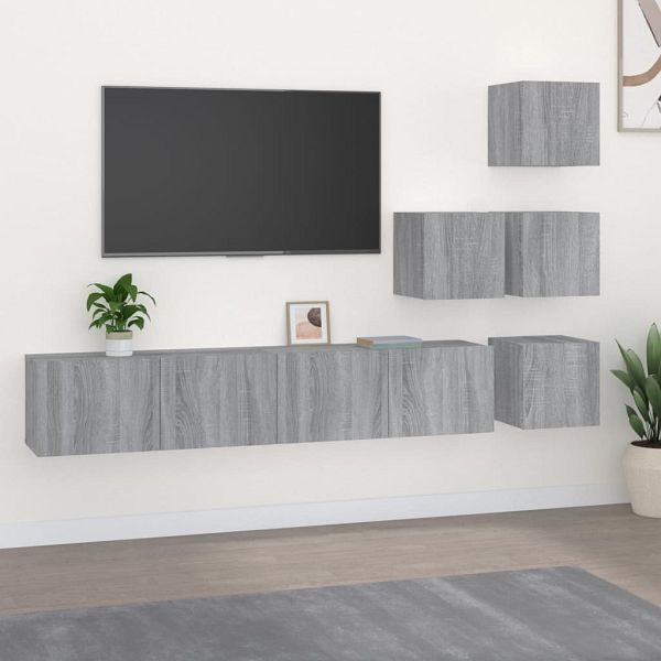 vidaXL TV-Wandschrank Grau Sonoma Holzwerkstoff, 3114580
