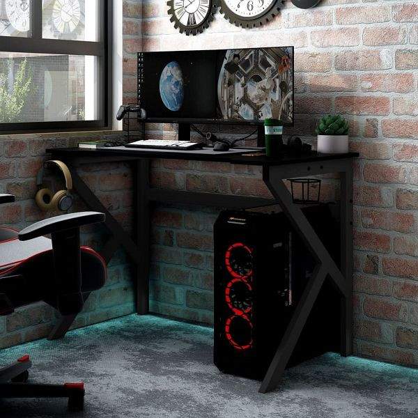 vidaXL Gaming-Schreibtisch mit K-Gestell Schwarz 90x60x75 cm, 325400