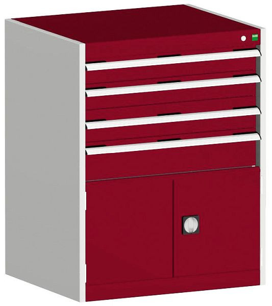 bott cubio Schubladenschrank bestückt mit 4 Schubladen, Tür BxTxH: 800 x 525 x 1000 mm, RAL 7035/3004, 40012031.24V
