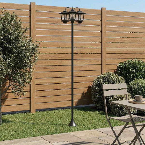 vidaXL 3-Kopf Laternenpfahl Schwarz 16 x 16 x 187 cm Aluminium und ABS, 42042693