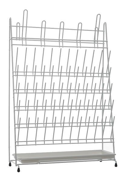 Bochem Abtropfgestell, PVC beschichtet, 420x160x610mm, 65 Steckplätze für Reagenzgläser und Kolben, mit Abtropfschale, 10130