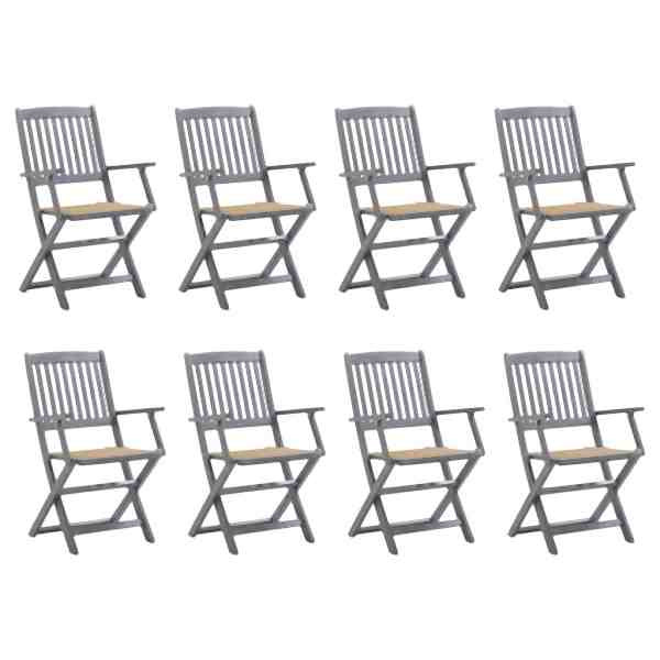 vidaXL Klappbare Gartenstühle 8 Stück mit Kissen Massivholz Akazie, 3078265