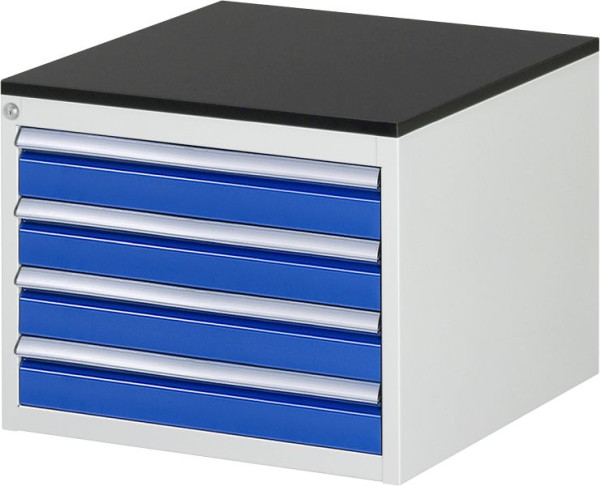 RAU Schubladenschrank Serie 7000, B580 x T650 x H460 mm, 4 x Schublade-Größe-L 4xH90 mm, Arbeitsplatte mit Melaminharzbeschichtung, 03-L2.13A-M.11