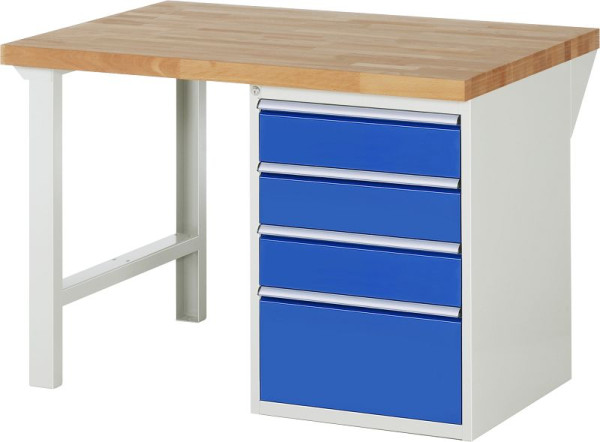 RAU Werkbank Serie 7000 - Baukasten-Bauweise, 4 x Schublade, 1250x840x900 mm, 03-7510A1-129B4S.11