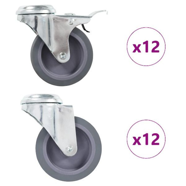 vidaXL 24 Stk. Lenkrollen mit Rückenloch 75 mm, für kleine Ausrüstungen, 277889