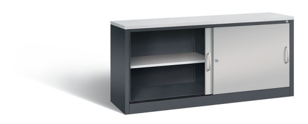 C+P Sideboard mit Schiebetüren Acurado, H720xB1600xT400mm, Farbe: Schwarzgrau / Weißaluminium, Bügelgriff, 2 OH, 5724-00 S10442