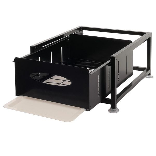 Mendler Schrankschublade HWC-N51 mit Tablett, Küchen-/Geschirrablage Schrankauszug ausziehbar, Metall 19x34x42cm, schwarz, 106437