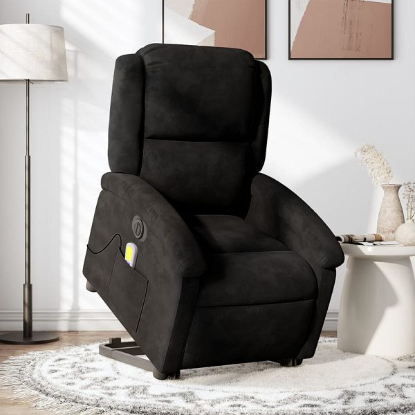 vidaXL Massagesessel mit Aufstehhilfe Elektrisch Schwarz Samt, 3204339