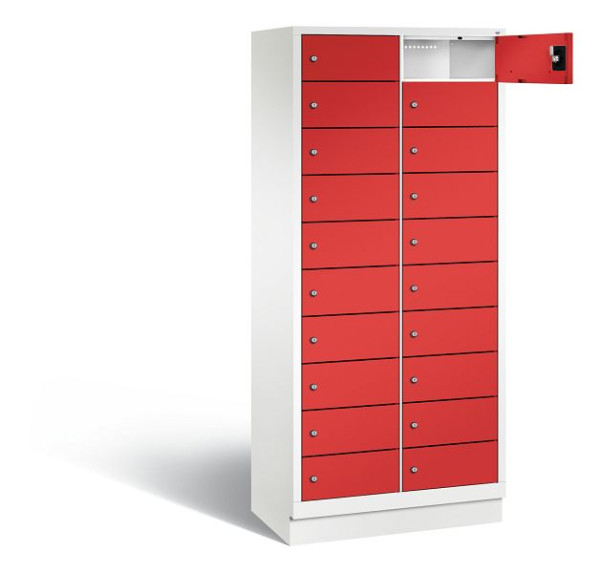 C+P Schließfachschrank Evolo, H1800xB810xT500mm, Farbe: Verkehrsweiß / feuerrot, 48020-2210 S10175