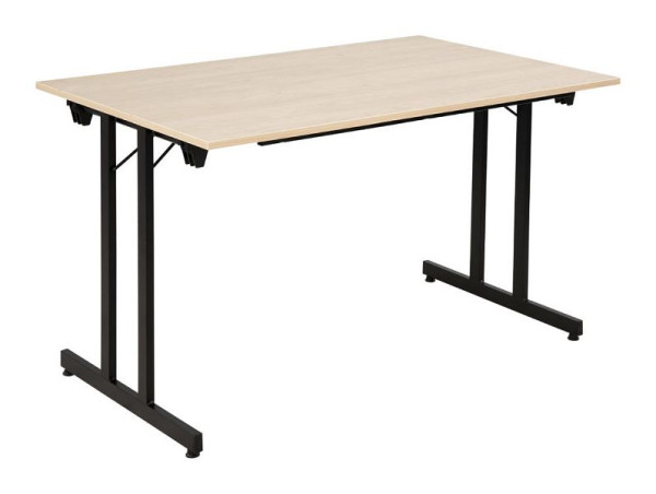 Deskin Klapptisch / Mehrzwecktisch, Platte Dekor Ahorn, Gestell Schwarz, B 1600 x T 800 x H 720 mm, 349497