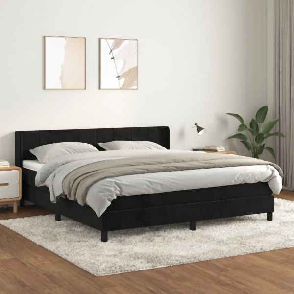 vidaXL Boxspringbett mit Matratze Schwarz 160x200 cm Samt, 3130969