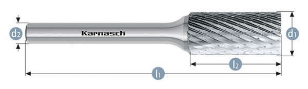 Karnasch Hartmetall-Frässtift unbeschichtet ZYA/ HP-1 d1=8 / l2=20 / d2=6 / l1=65mm, VE: 3 Stück, 113007080