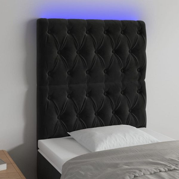 vidaXL LED Kopfteil Schwarz 80x7x118/128 cm Samt, 3122792