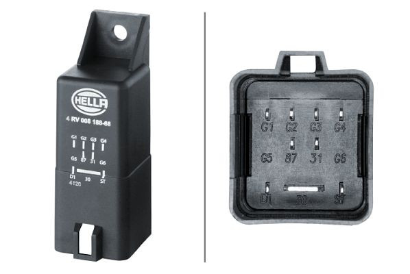 HELLA Steuergerät, Glühzeit, 12V, 9-polig, nachglühfähig, Zylinderanzahl: 4, 4RV 008 188-681