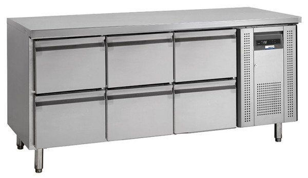 NordCap COOL-LINE Kühltisch KTM 3 - 6Z GN 1/1, mit 6 Zügen, Korpushöhe: 700 mm, Tiefe: 700 mm, 435106260