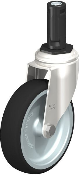 Blickle LKRXA-PATH 126G-11-EXR13 Edelstahl-Apparate-Lenkrolle mit Expander, Thermoplastisches Polyurethan, Grau, 853476