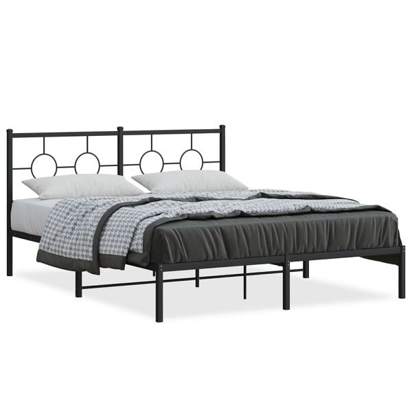 vidaXL Bettgestell mit Kopfteil Metall Schwarz 150x200 cm, 376228