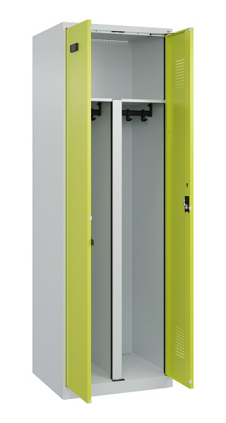 C+P PSA Schwarz-Weiß-Spind Evolo PLUS, 2 Abteile, 1850x600x500mm, 7035/0024, Zylinderschloss, 049002-20P S10042