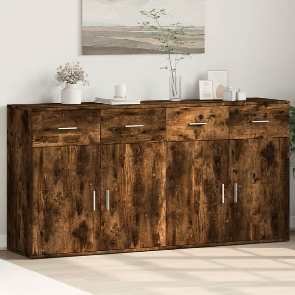 vidaXL Sideboards 2 Stück Räuchereiche 79x38x80 cm Holzwerkstoff, 3276620