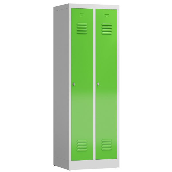 Lüllmann ClassiX Garderobenschrank, 2 Abteile, 1800 x 590 x 500 mm, lichtgrau/gelbgrün, X-510125