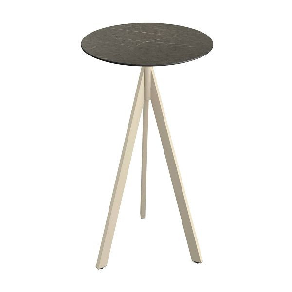 Feros Infinity Tripod Stehtisch Sand frame + Midnight Marble HPL Tischplatte Ø70 cm, 140061670
