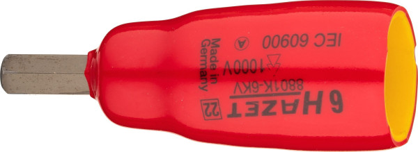 Hazet Schraubendreher-Steckschlüsseleinsatz, Vierkant hohl 10 mm, Innen-Sechskant Profil, 6 mm, Kurze Ausführung, 8801K-6KV