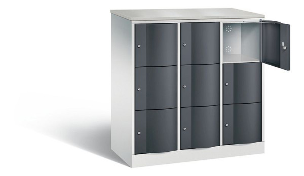 C+P Schließfachschrank Resisto, H1255xB1148xT540mm, Farbe: Lichtgrau / Schwarzgrau, 8573-372 S10713