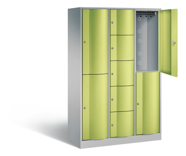 C+P Kombi-Schließfachschrank Resisto, H1950xB1148xT540mm, Farbe: Weißaluminium / Viridingrün, 8070-3720 S10031