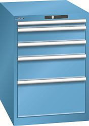 LISTA Schubladenschrank 27x36E (BxTxH) 564x725x850mm AUTO Lock, Lichtblau, 5 Schubladen, Fronthöhen: 50 - 300 mm, 78.527.010.A