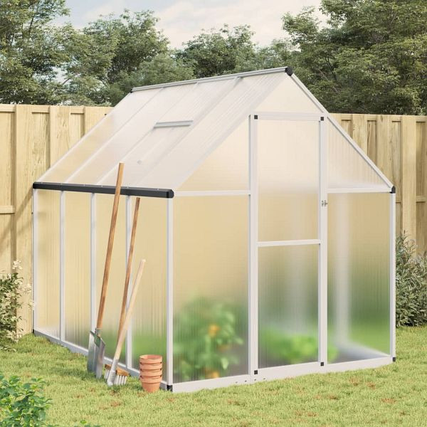 vidaXL Gewächshaus mit Fundamentrahmen Silber 224x169x195cm Aluminimum, 4005834