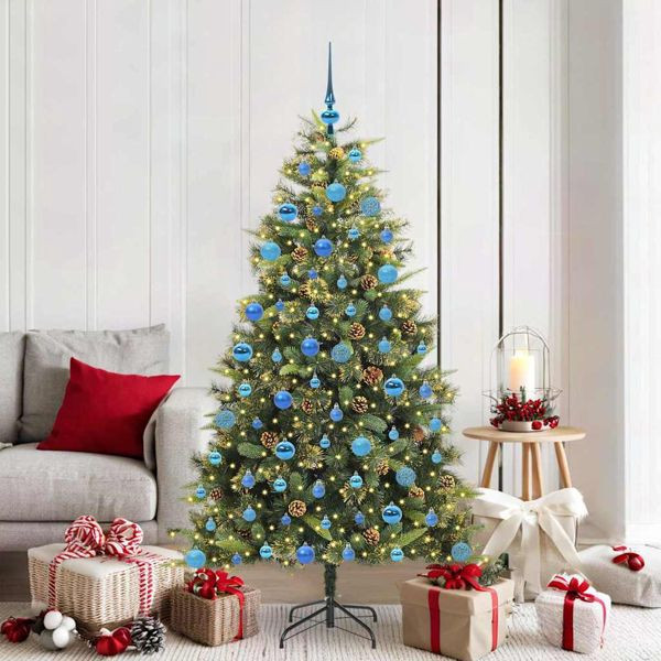 vidaXL Künstlicher klappbarer Weihnachtsbaum mit Tannenzapfen 180 cm, 3395096