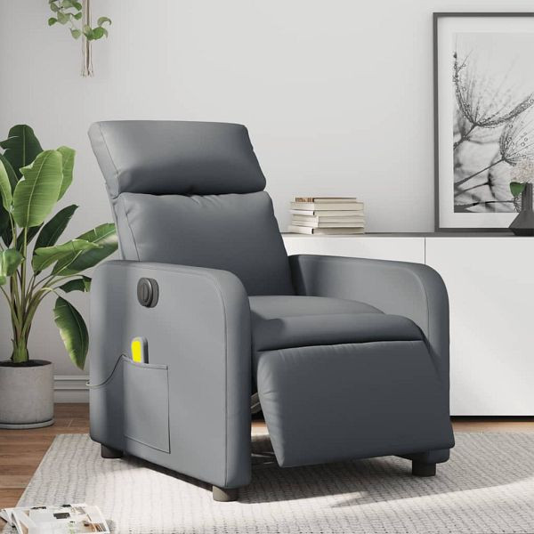 vidaXL Massagesessel Elektrisch Grau Kunstleder, 3206745