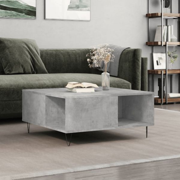 vidaXL Couchtisch Betongrau 80x80x36,5 cm Holzwerkstoff, 830784