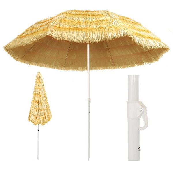 vidaXL Strandschirm Natur 300 cm Hawaii Style, Top-Qualität, 44549